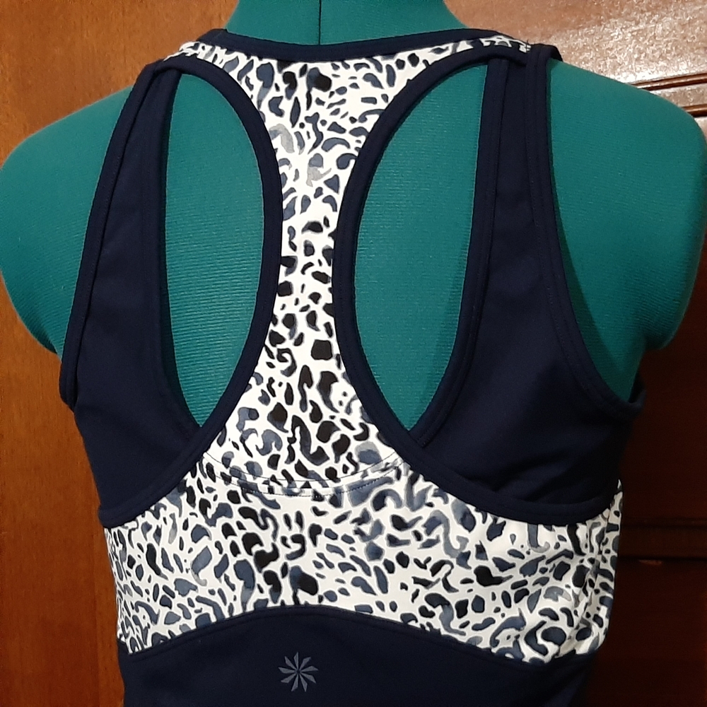 Athleta Blue and White Racerback Tank